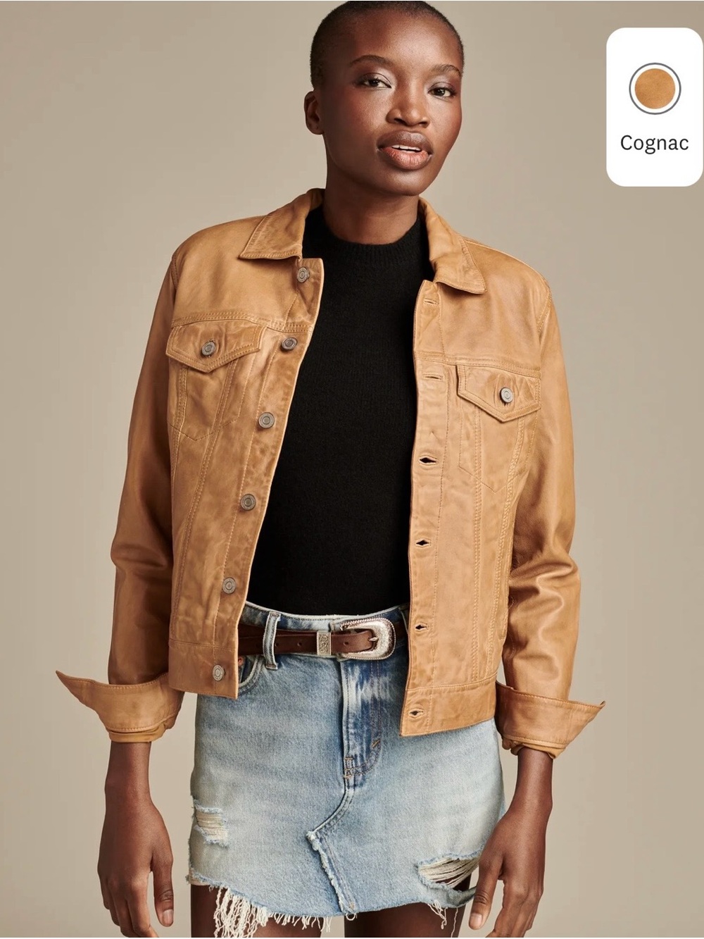 Lucky Brand Cognac Leather Jacket